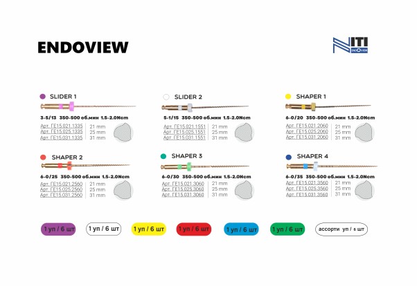 ENDOVIEW (13/03) - файлы для корневой обработки, тип NiTi 31мм (6шт), Geosoft / Россия-Израиль